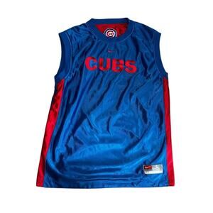 Vintage Nike Center Swoosh Chicago Cubs Sleeveless Retro Jersey sz L Reversible